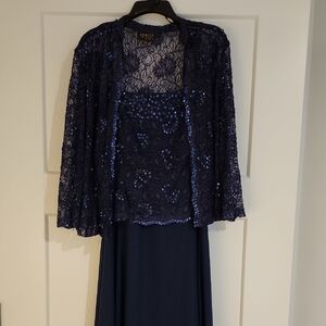 Ignite Evening  Navy Blue Sequin Lace Maxi Dress
